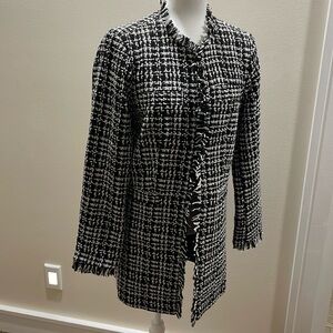 Long tweed blazer. Black and white and gorgeous! New w/out tags.